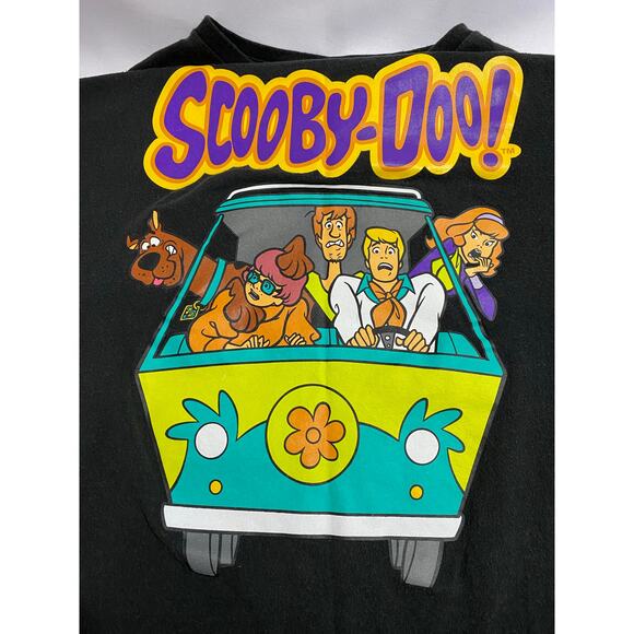 Vintage 90s Mens Medium Faded Spell Out Scooby Doo Cartoon T-Shirt Black Cotton - Picture 4 of 10